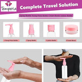 3075 7Pcs Travel Cosmetics Bottles Kit Set for Shampoo, Cosmetics & Other Essentials - with Pouch