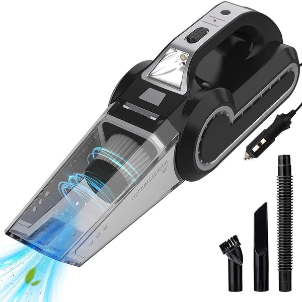 A06703 Car Vacuum Cleaner, 12V DC Portable Handheld Auto Vacuum with LED Light, Multiple Attachments for Car Interior