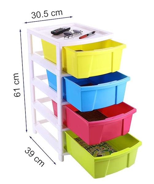 AM2197 Varmora Plastic modular Drawer 4 Assorted Stylish and Functional Organizer Strong, Durable, and Easy to Clean | Virgin Plastic