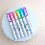 AM0432 Curve Highlighter Pens Set, 6 Colored Cute Outline Curve Highlighters Pens