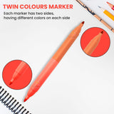 AM2458 Water Colour Double-Head Marker Pens Twin Water-Based Colour Pen HMC-9259 18Pcs 36 Multicolours