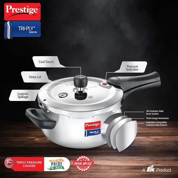 AM2251 Prestige 5L Svachh Tri-Ply handi pressure cooker(outer lid)|Deep Lid for spillage control