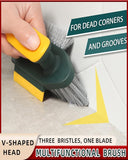 3093 4 in 1 with Squeegee, Bathroom Cleaning Brushes, V-Shape Gap Scrub Brush