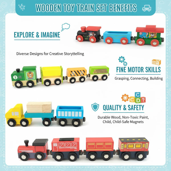 A07153 Wooden Toy Train Set for Kids