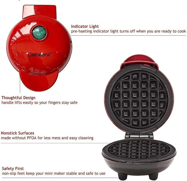 10007 Mini Waffle Maker Non-Stick 4 Inch- 350 Watts