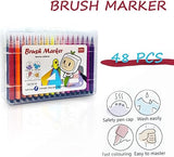 AM2444 Brush Marker Pen Best For Children Soft Head Triangle Easy Grip Water Based Marker Pen HMC-9005 24Pcs