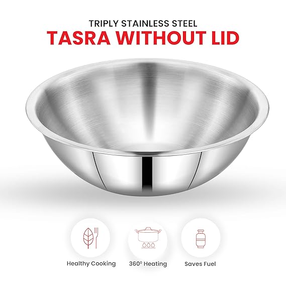 AM3420 Atinito Stainless Steel Triply Tasra without Handle 30Cm