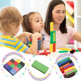 A07129 Wudly Stack & Tumble Dominos – 120 Pcs Natural Wood Colorful Blocks