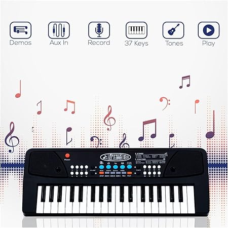 AM2903 Electronic KeyBoard BF-430A1 Piano Keyboard Toy 37 Keys Musical Electronic Keyboard Piano with Mic (Multicolor)