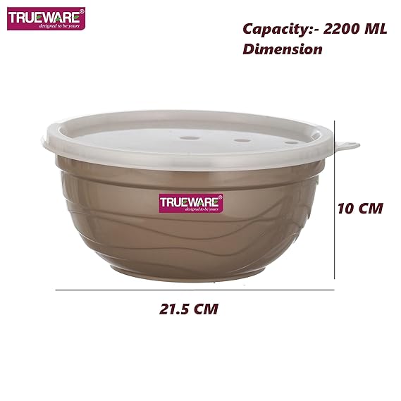 AM2420 Trueware Ultimate Microwave safe Stainless Steel Plastic Serving Bowl Large 2200ml