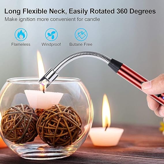 3258  Candle Lighter, Usb Rechargeable Lighter, Electric Arc Lighter Long Flexible Flameless For Candles, Camping, Grill, Stove, Bbq,Multicolor