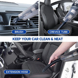 A06703 Car Vacuum Cleaner, 12V DC Portable Handheld Auto Vacuum with LED Light, Multiple Attachments for Car Interior