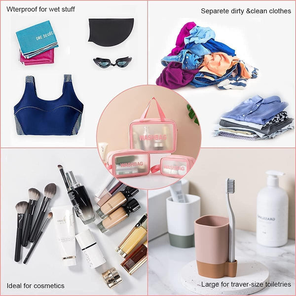 AM6921 Portable Transparent Cosmetic Travel Pouch Set Resistant Makeup Storage Bags