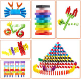 A07129 Wudly Stack & Tumble Dominos – 120 Pcs Natural Wood Colorful Blocks