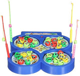 AM2926 Fishing Game LMI-9923 for Kids with Sound Include 32 Pieces Fishes and 4 Fishing Rod Fish Catching Game Multicolour