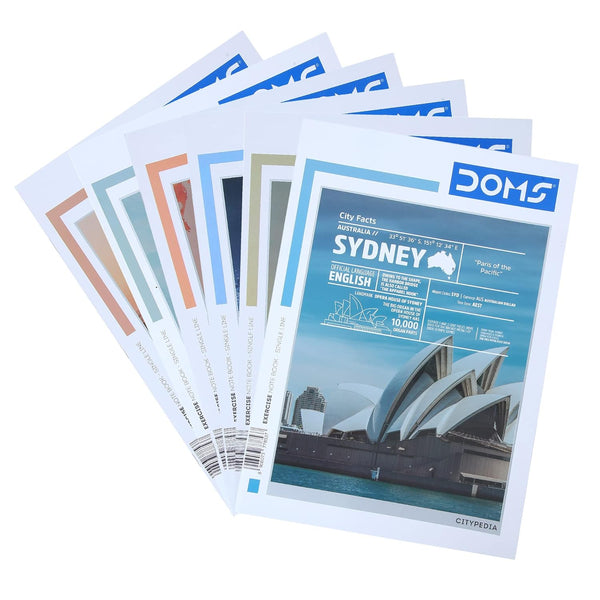 AM0480 Doms Single Line A4 Note Book  140 Pages (Pack of 6)