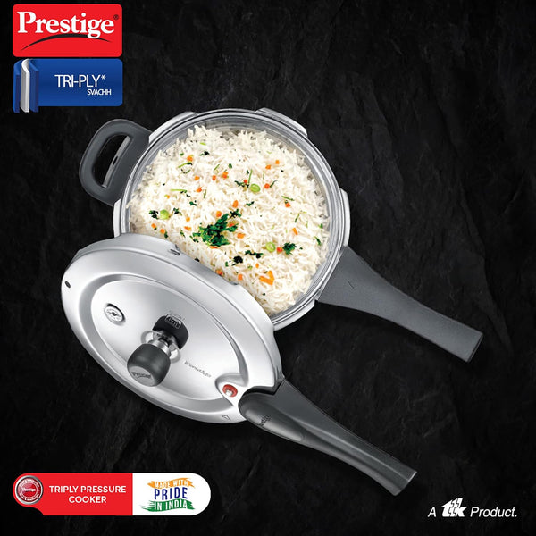 AM2250 Prestige 3L Svachh Tri-Ply handi pressure cooker(outer lid)|Deep Lid for spillage control