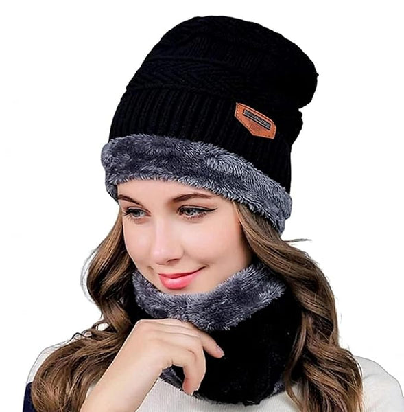 Woolen Beanie Cap & Muffler for Men & Women