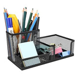 3571  3 Compartment Metal Mesh Desk Organizer Stationary Storage Stand Pen, Pencil Holder for Office, Home
