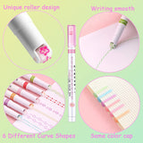 AM0432 Curve Highlighter Pens Set, 6 Colored Cute Outline Curve Highlighters Pens