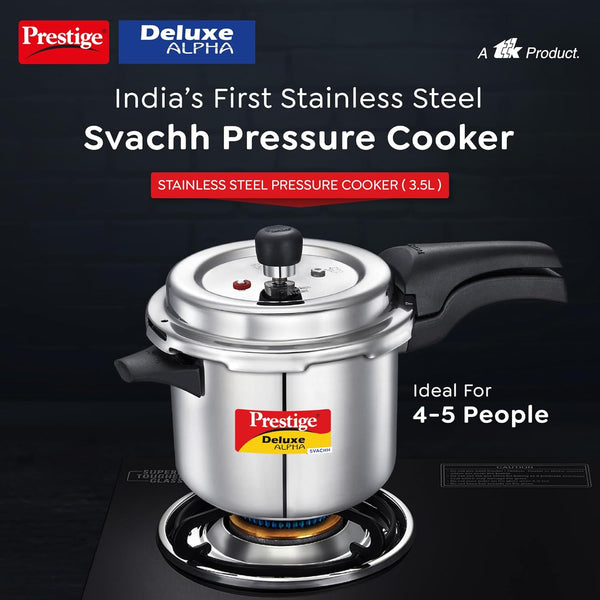 AM2241 Prestige 3.5L Svachh Deluxe Alpha Induction Base Outer Lid Stainless Steel Pressure Cooker