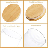 AM3729 Carre Glass Jar with Wooden Airtight  Bamboo Lid for kitchen 1 Pcs