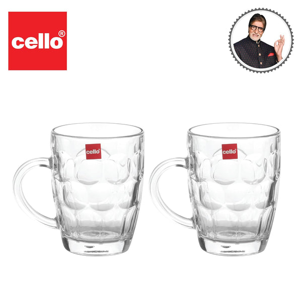 AM2589 CELLO Otello Beer Glass Mug Juice, Beer, Beverages -540ml Set of 2, Clear