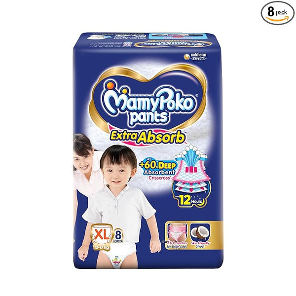 AM2293 MamyPoko Pants Extra Absorb Baby Diapers XL 8 Pants 12-17 Kg