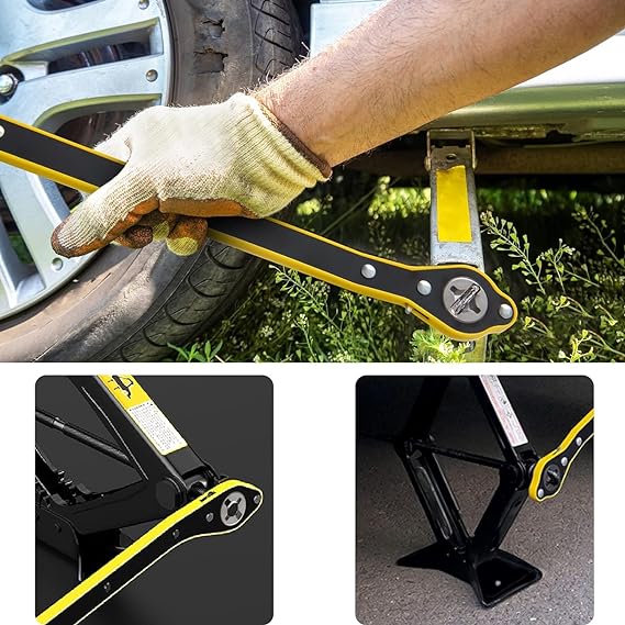 3713 Auto Labor-Saving Jack Ratchet Wrench, Universal 360 Degree Swivel Tire Wheel Jack Ratchet Wrench Scissor Jack