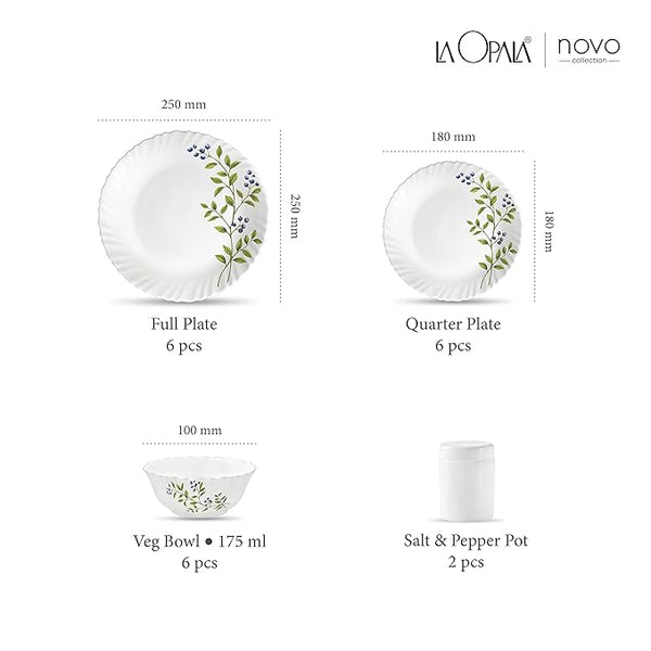 AM3962 La Opala, Novo Collection, Opal Glass Dinner Set 20 pcs