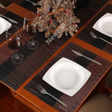 3184 4PCS Mats Non-Slip Heat Resistant Place Mats for Kitchen Dining Table (45 x 30 cm), Brown Black