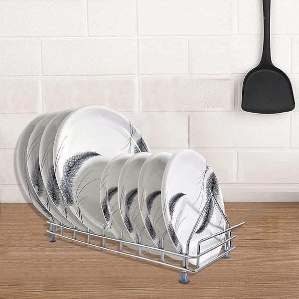 AM3524 SS Plate Stand With Handle NO.10 Kitchen Rack Organizer For Home