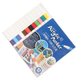 AM0559 Acrylic Pens, Acrylic Paint Markers Waterproof Quick Dry Strong Coverage for Metal (12 Colors)