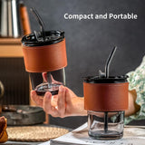 3221 Glass Tumbler with Glass Straw and Lid