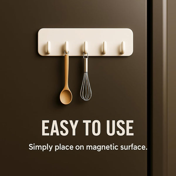 A07011 Plastic Magnetic 5-Link Hook Rail Set with 3M Adhesive Tape - Pack of 2
