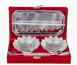 AM0729 Silver Plated Bowl Spoon Tray Set Light Weight Dessert Dry Fruits Serving
