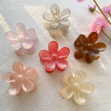 AM1269 Flower Design Hair Styling Claw Clutcher Clips 2 Pcs (Multicolor)