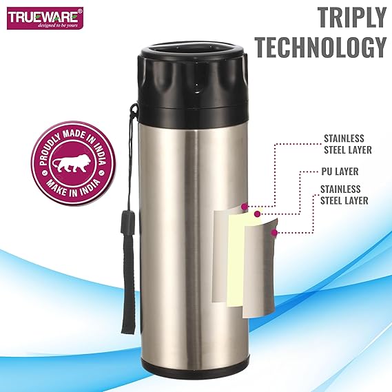 AM2410 Trueware Splash Set SS Inner Mugs 2 Nos 500ml Insulated Mug 200ml Thermosteel Hot or Cold