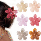 AM1269 Flower Design Hair Styling Claw Clutcher Clips 2 Pcs (Multicolor)