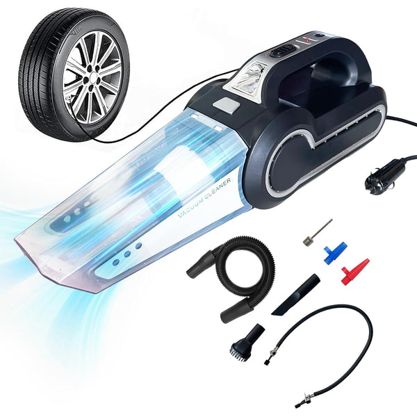A06703 Car Vacuum Cleaner, 12V DC Portable Handheld Auto Vacuum with LED Light, Multiple Attachments for Car Interior