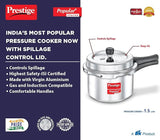 AM2235 Prestige Popular Plus Svachh Virgin Aluminium Gas and Induction Compatible Outer Lid Pressure Cooker, 1.5 L