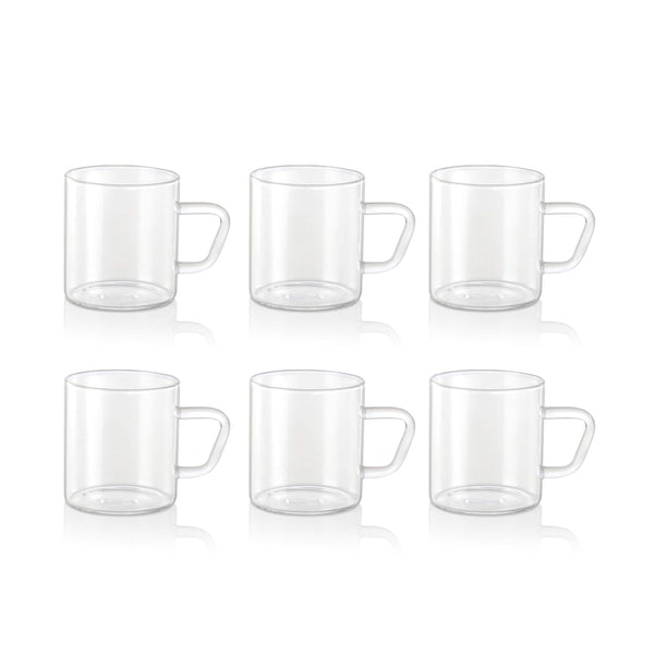 AM3673 Borosil Vision 190ml Glass Classic Mug 6Pcs Set (BV430112098)