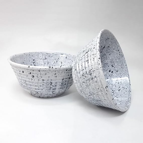 AM3232 Premium White Grey Dotted Cereal Serving Bowls