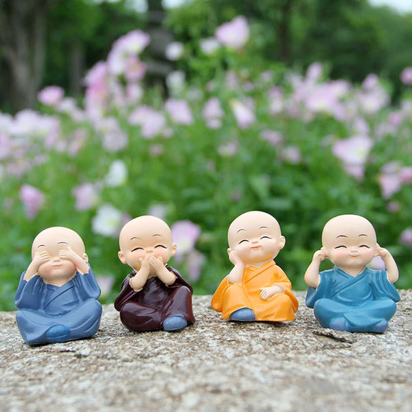 4 Pcs Baby Buddha Monk Statue