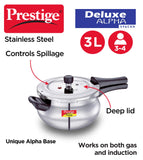 AM2245 Prestige 3L Deluxe Alpha Svachh Stainless Steel Outer Lid Pressure Cooker with Glass Lid