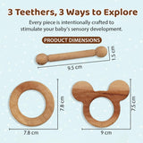 A07156 Wooden Teether and Rattles Toy Set for Babies