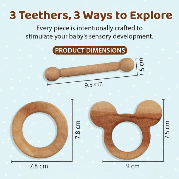 A07156 Wooden Teether and Rattles Toy Set for Babies