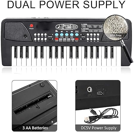 AM2903 Electronic KeyBoard BF-430A1 Piano Keyboard Toy 37 Keys Musical Electronic Keyboard Piano with Mic (Multicolor)