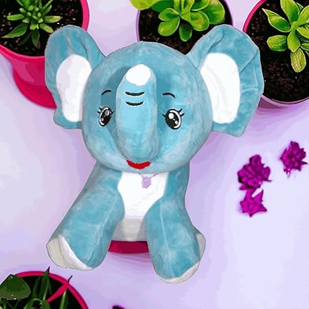 AM3487 Small Elephant 9inch Soft Stuffed Toy Random Colour 200gm