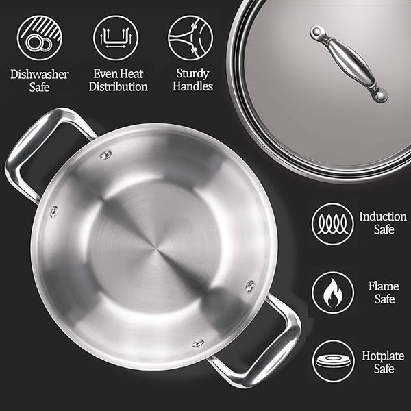 AM0974 Milton Pro Cook Triply Kadhai 24cm Designed For Healthy Cooking